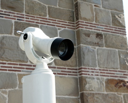 Close up of coin operated binocularの写真素材