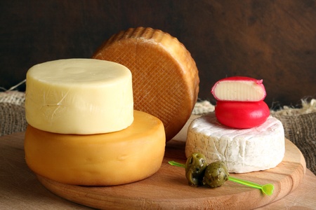 stack  of different types of cheeseの写真素材