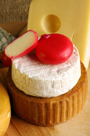 stack of different types of cheeseの写真素材