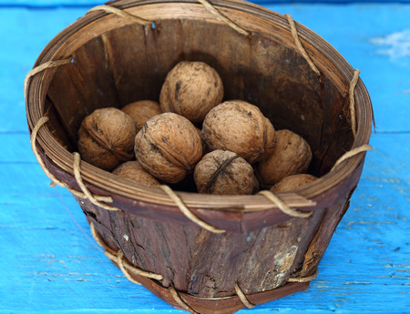 walnuts in basket, shallow dof