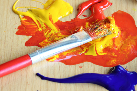 paintbrush and paint close up, shallow dofの写真素材