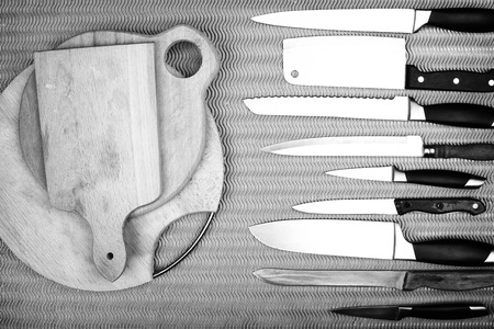 collection of various kitchen knivesの写真素材