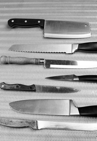 collection of various kitchen knivesの写真素材