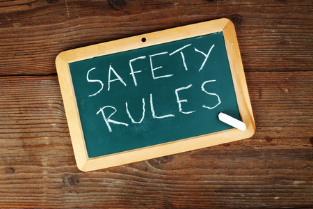 safety rules text on shalk boardの写真素材