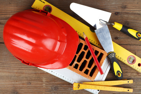 Some masonry tools top viewの写真素材