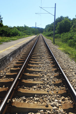 a railway track in countrysideの写真素材