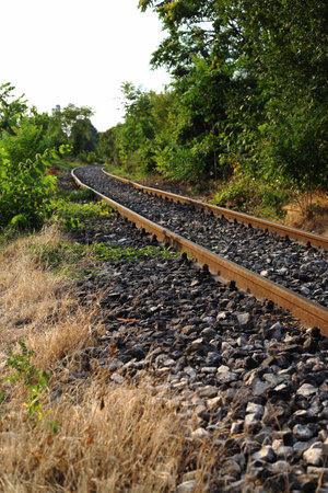 a railway track in countrysideの写真素材