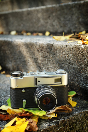 a vintage analog camera outdoor