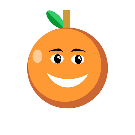 Illustration Vector Graphic of Orange Fruit With Smile Face Expression is perfect for flavour graphic in food industry such as fruit industry and etc.の写真素材