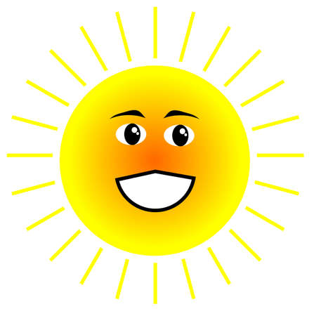 Illustration Vector Graphic of Sun with Smile Face Expression is perfect for many industries such as power and energy industry, nature industry, or cartoon industry and etc.の写真素材