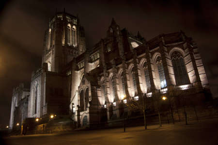 Liverpool Anglican Cathedral at Nightの写真素材