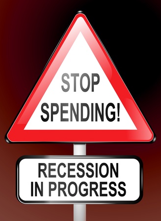 Illustrated red triangular hazard warning sign depicting financial concept. Dark red and black blur background.の写真素材