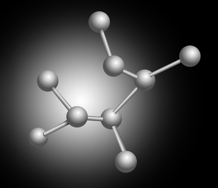 Illustration depicting molecular structure concept with black and grey background.の写真素材