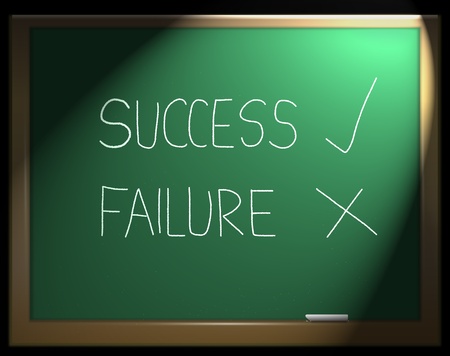 Illustration depicting a green chalkboard with the words 'success failure' written in white chalk.