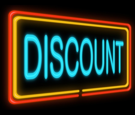 Illustration depicting a neon signage with a discount concept の写真素材