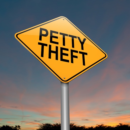 Illustration depicting a sign with a petty theft concept 