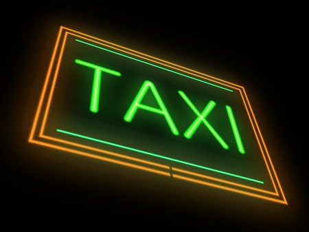 Illustration depicting an illuminated neon taxi sign の写真素材