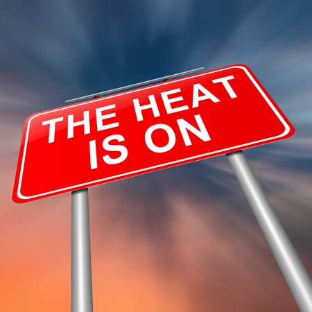 Illustration depicting a sign with a heat is on concept.の写真素材