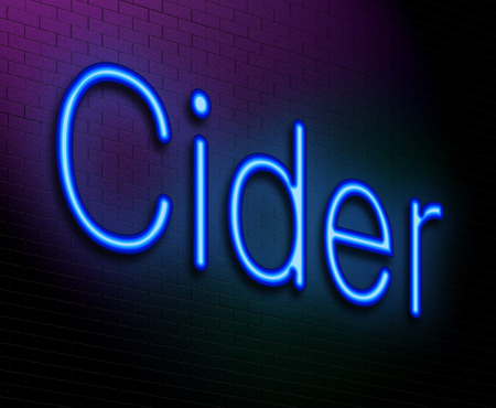 Illustration depicting an illuminated neon sign with a cider concept.の写真素材