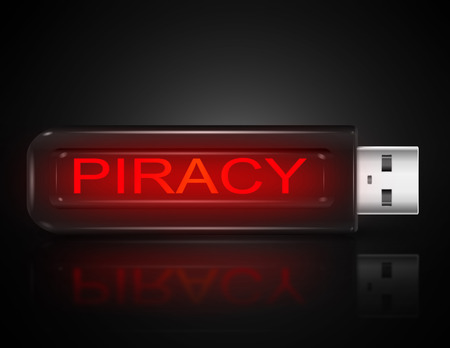 Illustration depicting a usb flash drive with a piracy concept.