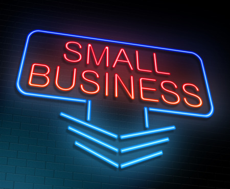 Illustration depicting an illuminated neon sign with a small business concept.の写真素材