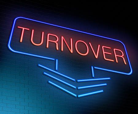 Illustration depicting an illuminated neon sign with a turnover concept.の写真素材