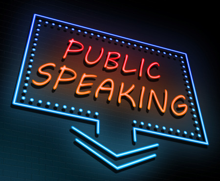 3d Illustration depicting an illuminated neon sign with a public speaking concept.の写真素材