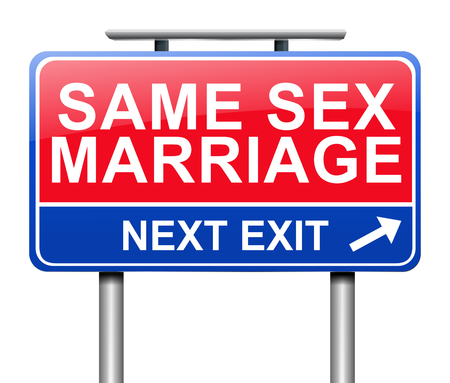 3d Illustration depicting a sign with a same sex marriage concept.の写真素材