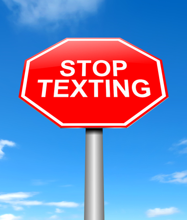 3d Illustration depicting a sign with a stop texting concept.の写真素材
