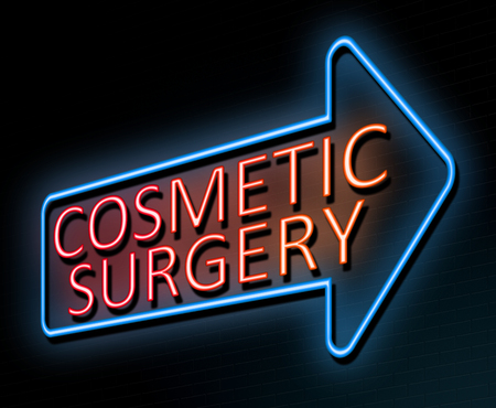 3d Illustration depicting an illuminated neon sign with a cosmetic surgery concept.の写真素材