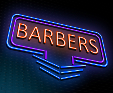 3d Illustration depicting an illuminated neon sign with a barbers concept.の写真素材