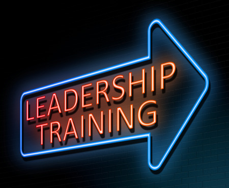 3d Illustration depicting an illuminated neon sign with a leadership training concept.の写真素材