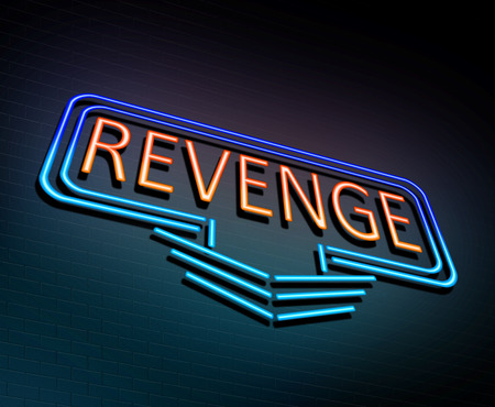 3d Illustration depicting an illuminated neon sign with a revenge concept.の写真素材