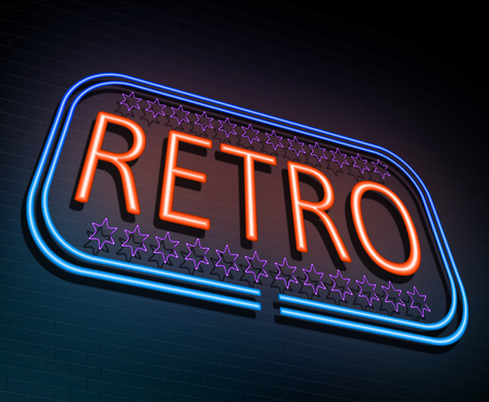 3d Illustration depicting an illuminated neon sign with a retro concept.の写真素材
