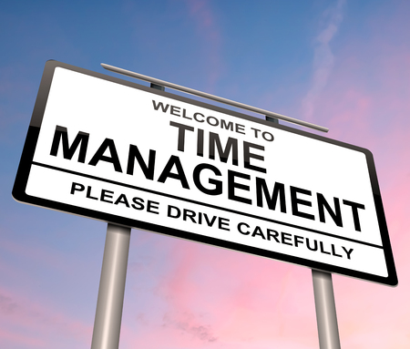 3d Illustration depicting a sign with a time management concept.の写真素材