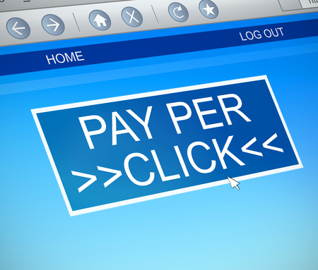 3d Illustration depicting a computer screen capture with a pay per click concept.の写真素材