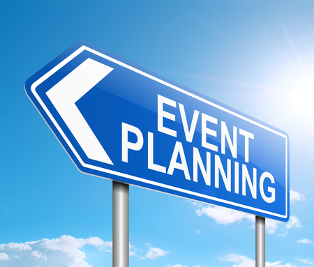 3d Illustration depicting a sign with an event planning concept.の写真素材