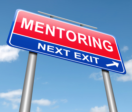 3d Illustration depicting a sign with a mentor concept.の写真素材