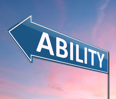 3d Illustration depicting a sign with an ability concept.の写真素材