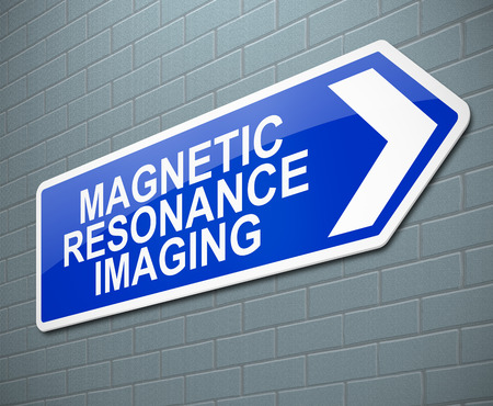 3d Illustration depicting a sign with a Magnetic Resonance Imaging concept.の写真素材