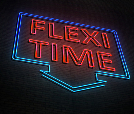 3d Illustration depicting an illuminated neon sign with a flexi time concept.の写真素材