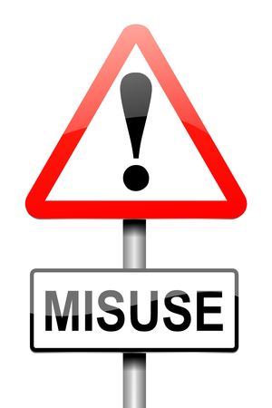 3d Illustration depicting a warning sign with a misuse concept.の写真素材