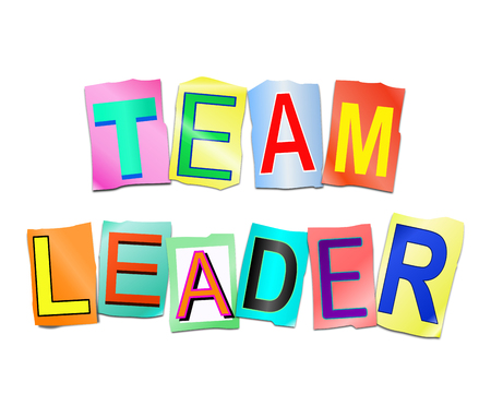 3d Illustration depicting a set of cut out printed letters arranged to form the words team leader.の写真素材