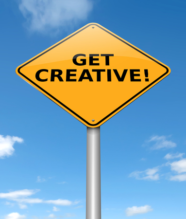 3s Illustration depicting a sign with a get creative concept.の写真素材