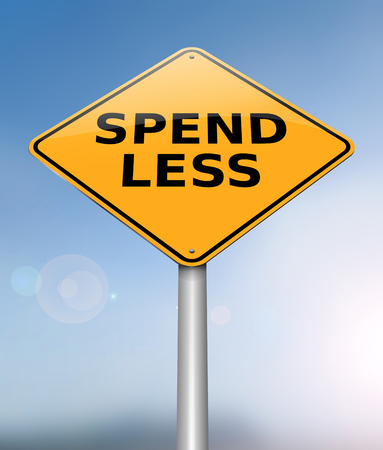 3d Illustration depicting a sign with a spend less concept.の写真素材