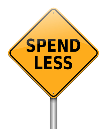 3d Illustration depicting a sign with a spend less concept.の写真素材