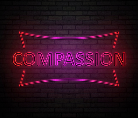 3d Illustration depicting an illuminated neon sign with a compassion concept.の写真素材
