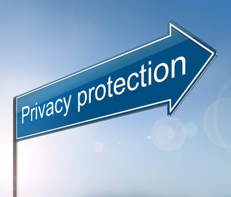 3d Illustration depicting a sign with a privacy protection concept.の写真素材