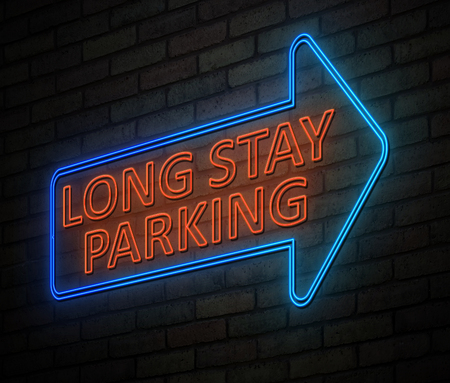 3d Illustration depicting an illuminated neon sign with a long stay parking concept.の写真素材