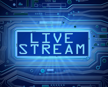 3d Abstract style illustration depicting printed circuit board components with a live stream concept.の写真素材